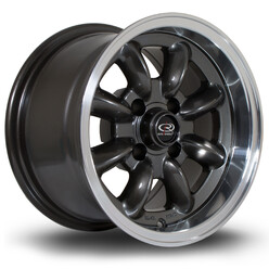 Jante Rota RB 13x8" 4x100 ET4, Gunmetal, Rebord Chromé