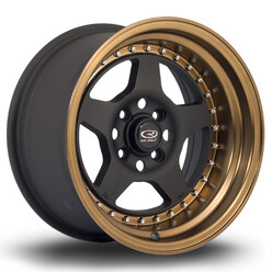 Jante Rota Kyusha 15x8" 4x100 ET0, Noir Mat, Rebord Bronze