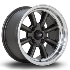 Jante Rota RKR 15x8" 4x100 ET10, Gunmetal, Rebord Poli