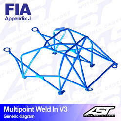 Arceau 10 Points à Souder AST Rollcages V3 pour Toyota Yaris XP10 - 3 Portes - FIA