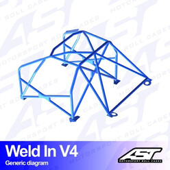 Arceau 8 Points à Souder AST Rollcages V4 pour Audi A1 8X (3 Portes, Traction)