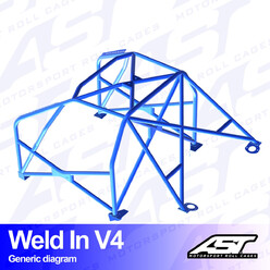 Arceau 8 Points à Souder AST Rollcages V4 pour Ford Sierra MK1, 2 & 3 - Berline 5 Portes (Propulsion)