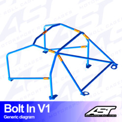 Arceau 6 Points à Boulonner AST Rollcages V1 pour Audi A4 B5 Avant (Quattro) - FIA