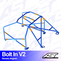 Arceau 6 Points à Boulonner AST Rollcages V2 pour Seat Leon 1M - FIA