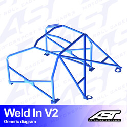 Arceau 8 Points à Souder AST Rollcages V2 pour Ford Sierra MK1, 2 & 3 - Berline 5 Portes (Propulsion)